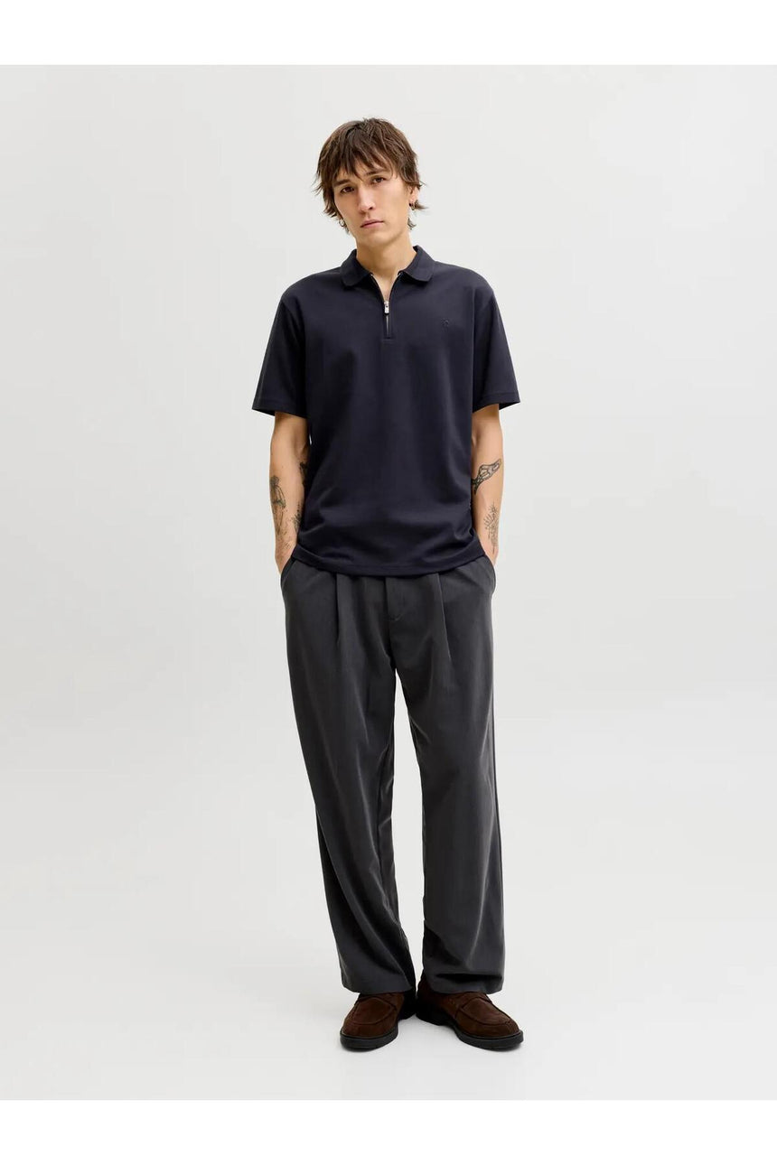 JACK&JONES JPRBLAETHAN SS ZIP POLO SN 12292992 - Koyu Mavi
