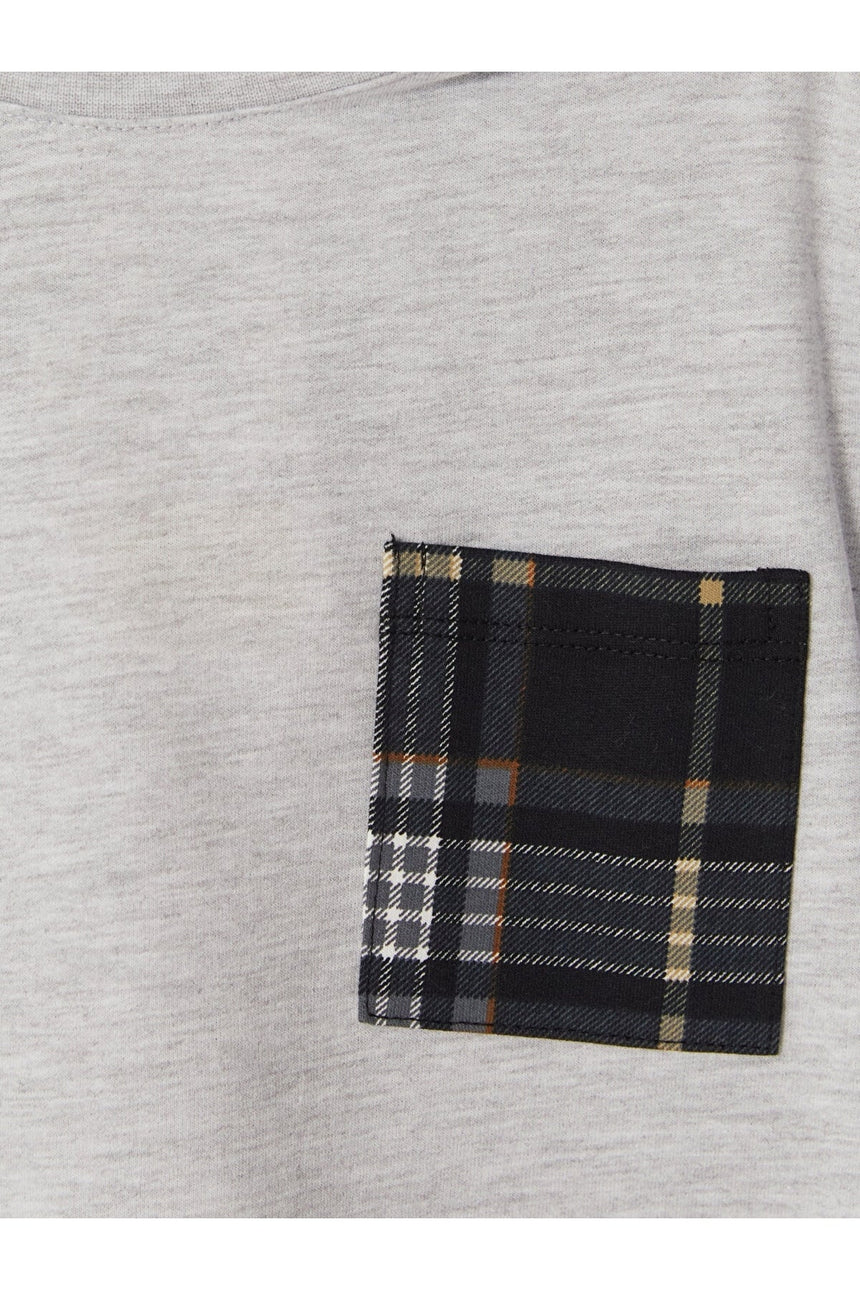LC Waikiki Çocuk Ekose Detaylı Pijama Takımı W6P655B4 - Açık Gri