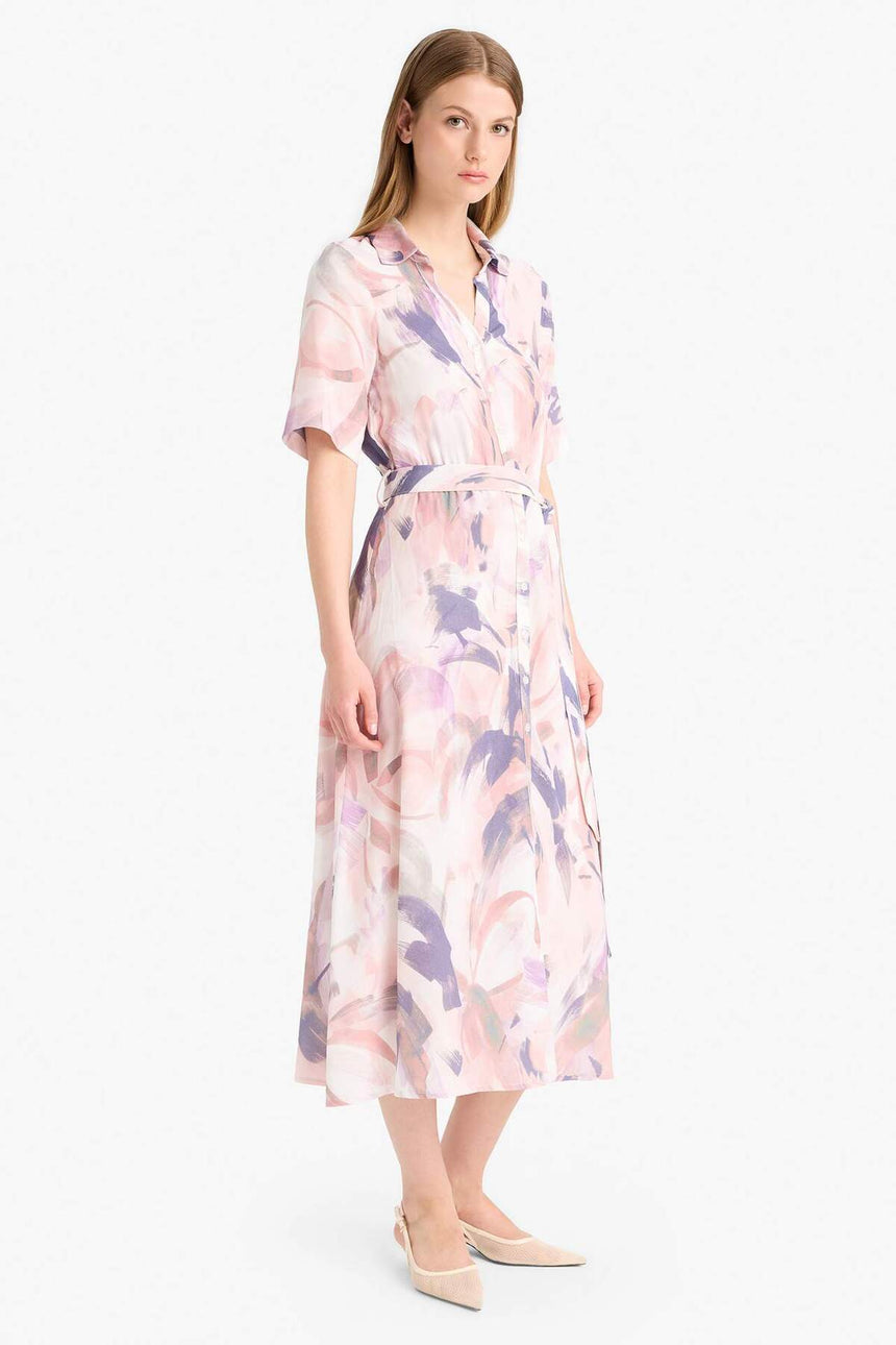 Defacto Kadın Short Sleeve Woven Dress F1827Ax - Pembe