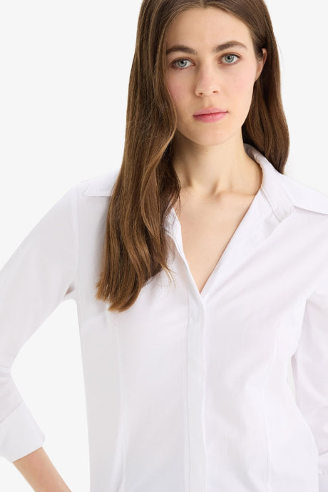 Defacto Kadın Long Sleeve Shirt Y4651Az - Beyaz