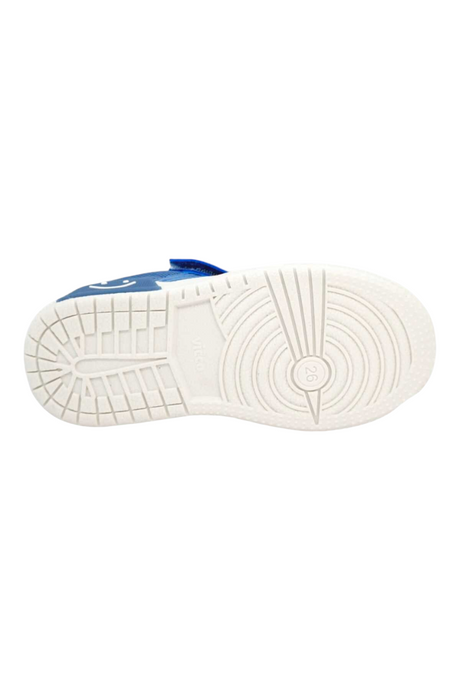Sporline Vicco mavi renkli, tekstil malzemeden üretilmiş, beyaz tabanlı unisex çocuk spor ayakkabısı alt taban görünümü