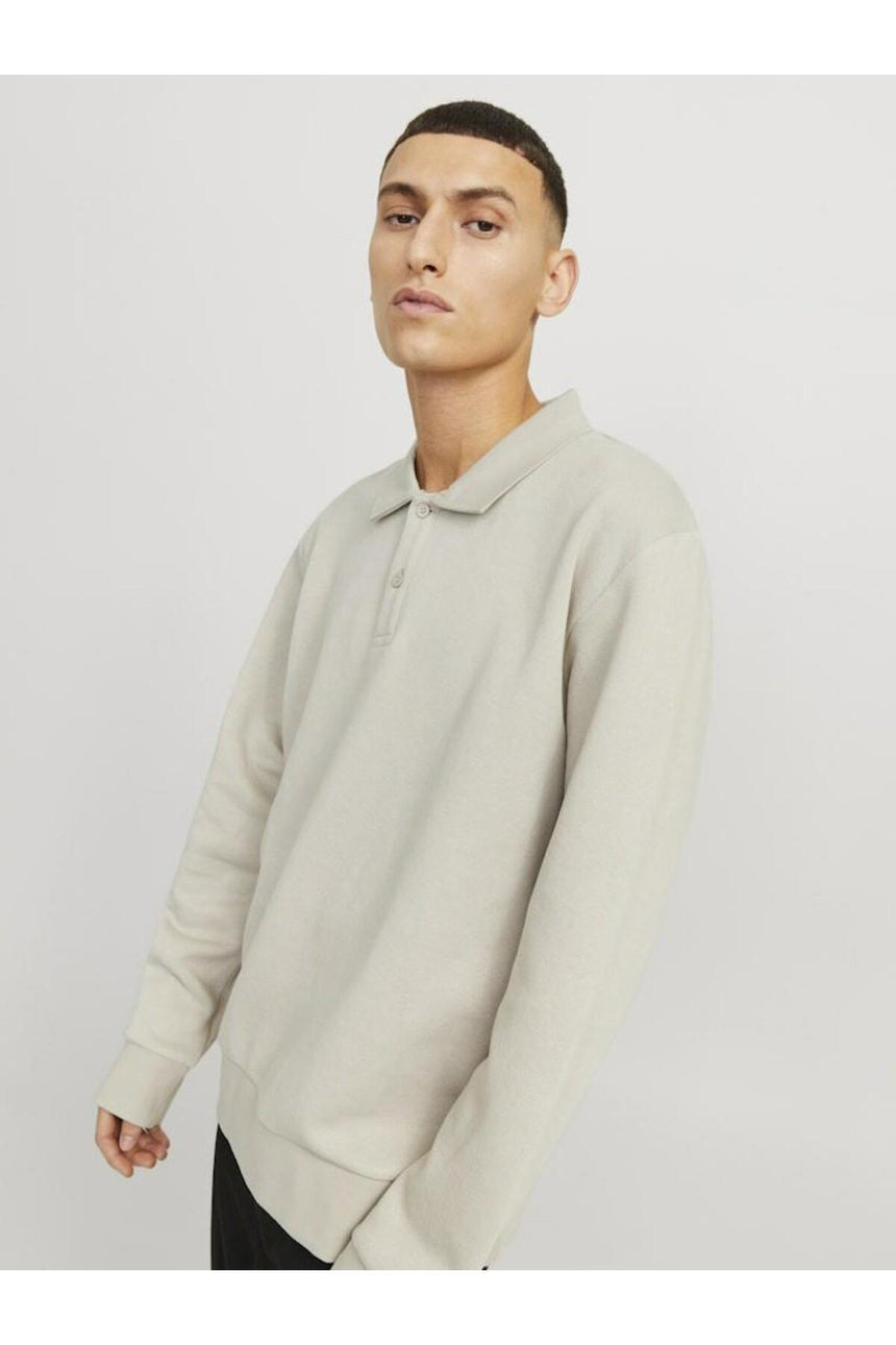 JACK&JONES JJEBRADLEY SWEAT POLO NOOS 12278586 - Bej/ Açık Gri