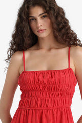Defacto Kadın Short Sleeve Woven Dress C9236Ax - Kırmızı