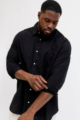 JACK&JONES JJEBREEZE LINEN BLEND SHIRT L/S SN PLS 12288651 - Siyah