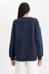 Defacto Kadın Sweat Shirt Y1346Az - Koyu Lacivert