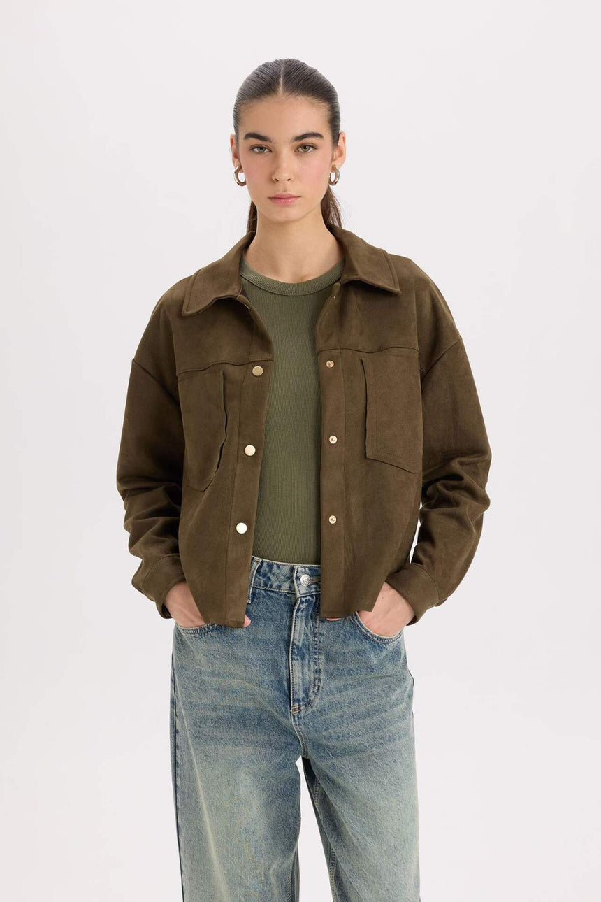 Defacto Kadın Long Sleeve Shirt B2983AX - Koyu Yeşil