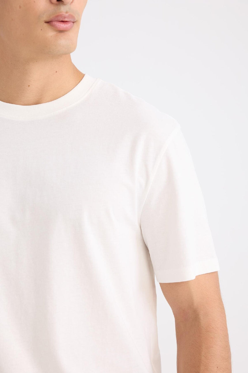 DeFacto V7699AZ Erkek T-Shirt - Kırık Beyaz