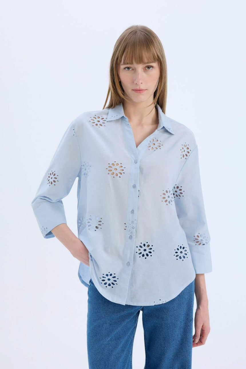 Defacto Kadın Long Sleeve Shirt B5419Ax - Açık Mavi