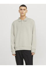 JACK&JONES JJEBRADLEY SWEAT POLO NOOS 12278586 - Bej/ Açık Gri