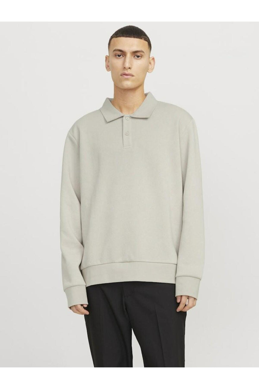 JACK&JONES JJEBRADLEY SWEAT POLO NOOS 12278586 - Bej/ Açık Gri