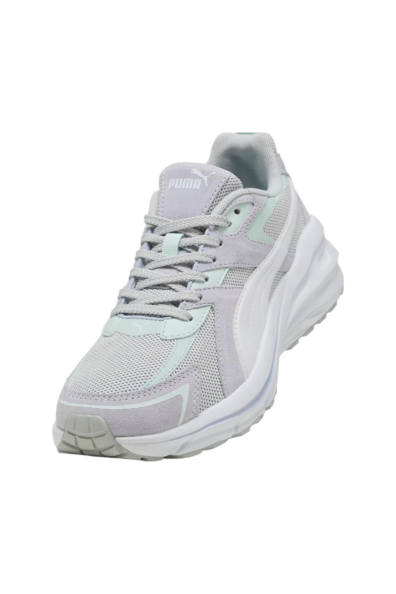 Sporline Puma Hypnotic LS açık gri, beyaz ve buz mavisi detaylı, süet ve file günlük spor ayakkabı