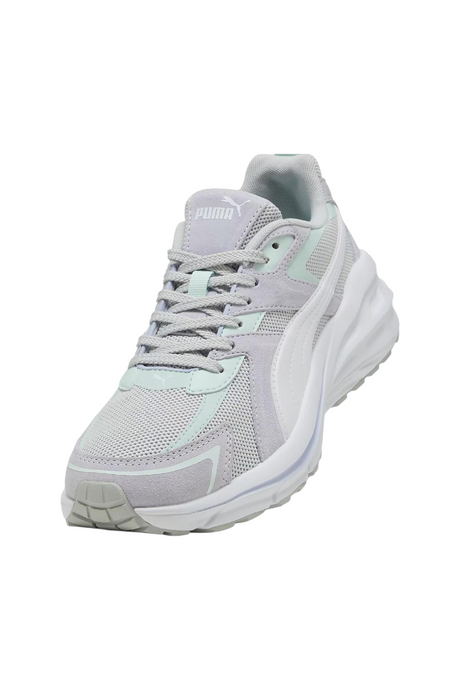 Sporline Puma Hypnotic LS açık gri, beyaz ve buz mavisi detaylı, süet ve file günlük spor ayakkabı