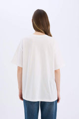 Defacto Kadın Short Sleeve T-Shirt D9120Ax - Kırık Beyaz
