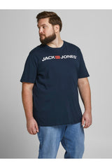 Jack & Jones Corp Logo Erkek Büyük Beden T-Shirt 12184987 - Koyu Lacivert