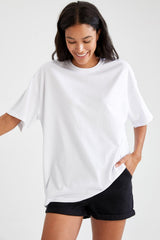 Defacto Kadın Short Sleeve T-Shirt V4136Az - Beyaz
