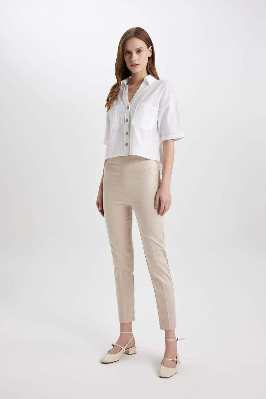 Defacto Kadın Short Sleeve Shirt V2523AZ - Beyaz