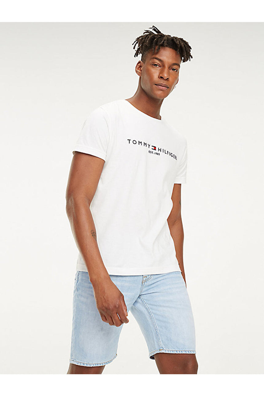 Tommy Hilfiger ERKEK CORE TOMMY LOGO TEE MW0MW11465 - Beyaz