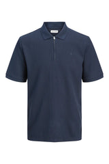JACK&JONES JJEAUSTIN ZIP POLO SS NOOS PLS 12284618 - Koyu Lacivert