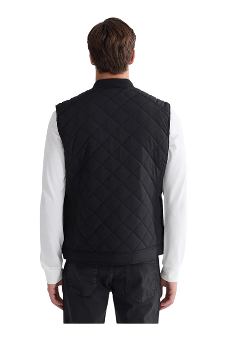 Sporline LC Waikiki erkek siyah kapitone yelek, regular kesim, polyester ve viskon karışımlı, arkadan görünüm