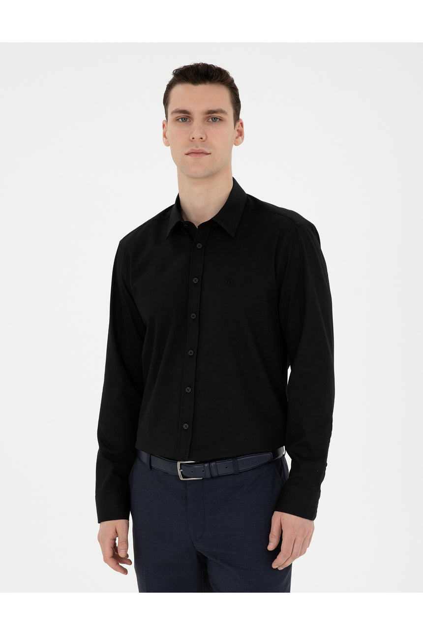 pierre cardin erkek dokuma gömlek 1833516 - Siyah