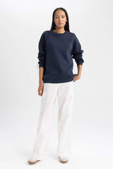 Defacto Kadın Sweat Shirt Y1346Az - Koyu Lacivert