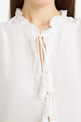 Defacto Kadın Long Sleeve Blouse F0093Ax - Kırık Beyaz