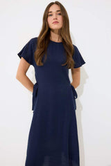 Defacto Kadın Short Sleeve Woven Dress E6028Ax - Koyu Lacivert