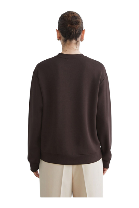 Sporline LC Waikiki koyu kahverengi pamuklu kadın sweatshirt, arkadan görünüm