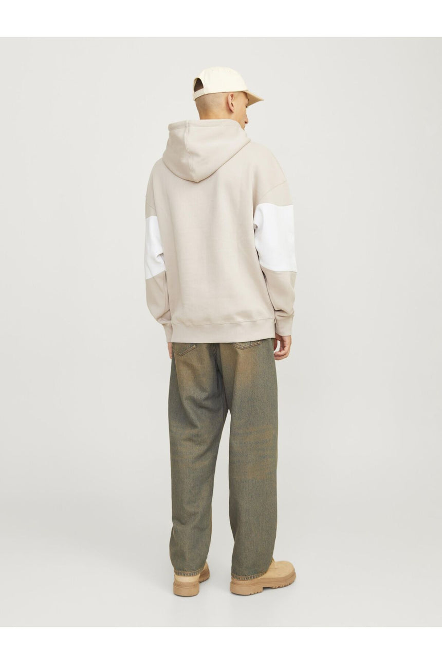 JACK&JONES JJELEGACY BLOCKING SWEAT HOOD NOOS 12256590 - Bej/ Açık Gri