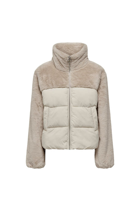 only onlwanja fur puffer mix jacket cc otw 15292945 - Bej/ Açık Gri