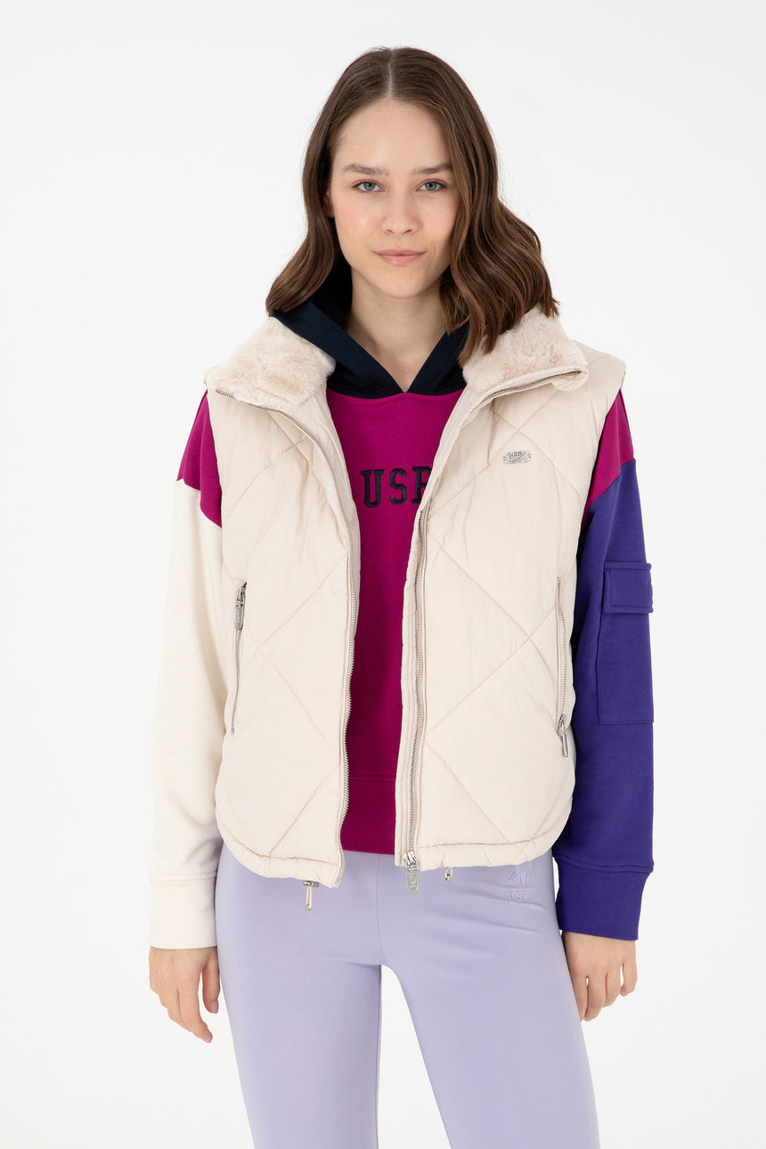 US POLO ASSN BAYAN DOKUMA YELEK 1939820 - Krem