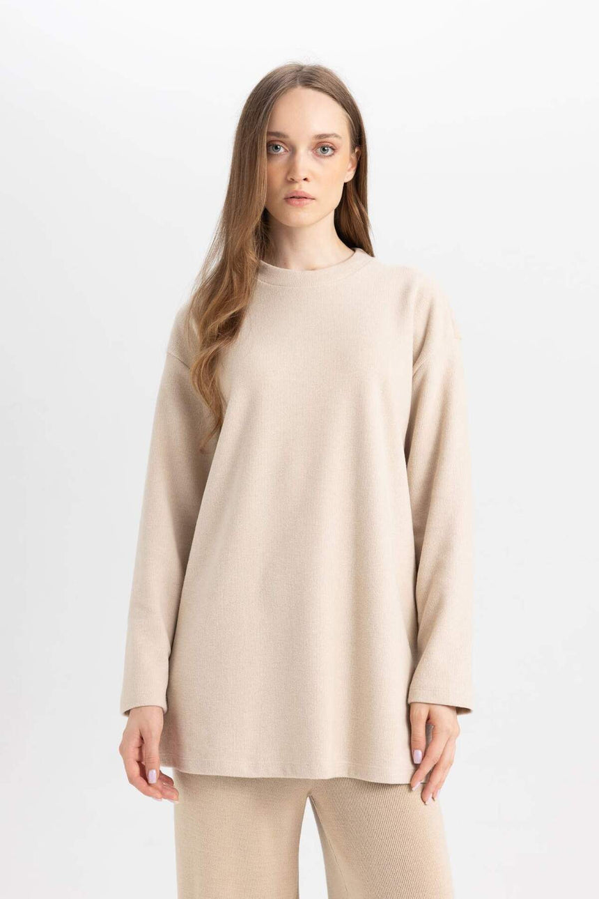 Defacto Kadın Long Sleeve Tunic B3552Ax - Açık Kahve