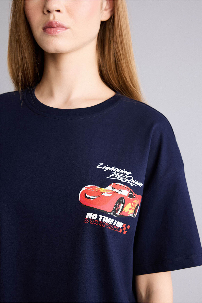 DeFacto H0552AX Kadın T-Shirt - Koyu Lacivert