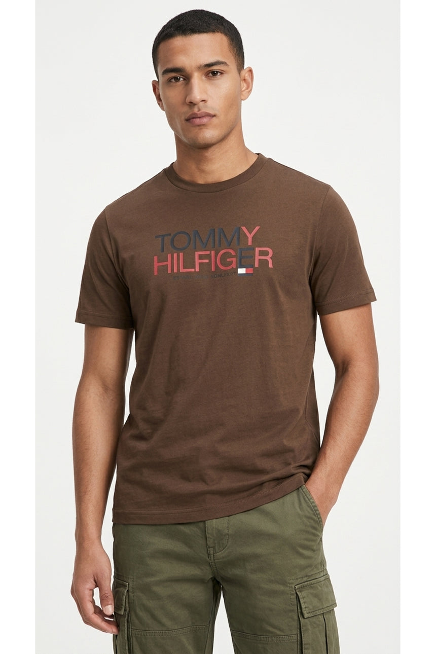 Tommy Hilfiger Erkek BRAND LOVE BIG TEXT TEE MW0MW42369 - Kahverengi