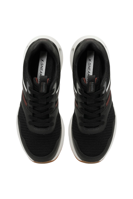 Sporline Kinetix Colonel TX siyah tekstil erkek sneaker, üstten görünüm