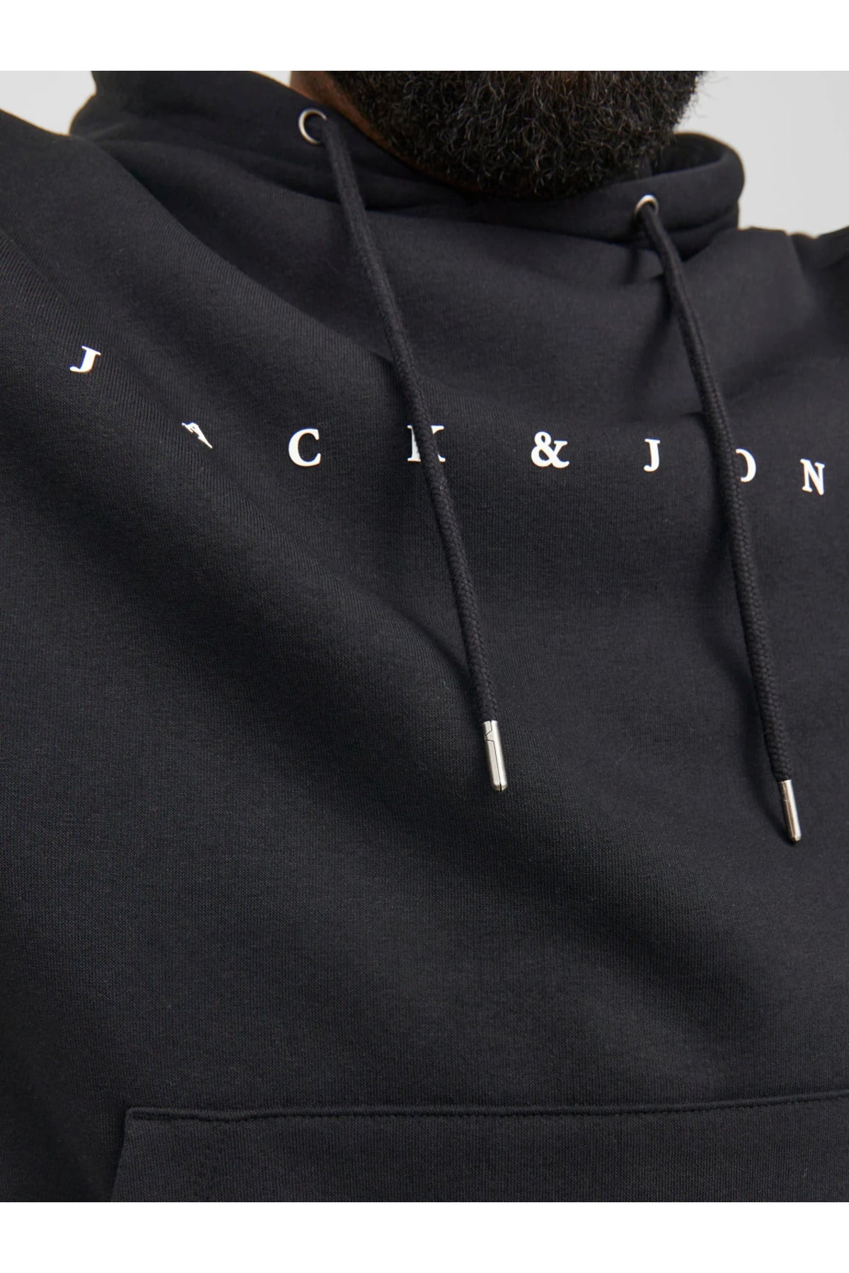 Jack & Jones Star Erkek Büyük Beden Kapüşonlu Sweatshirt 12243527 - Siyah