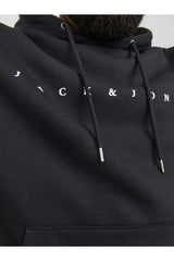 Jack & Jones Star Erkek Büyük Beden Kapüşonlu Sweatshirt 12243527 - Siyah