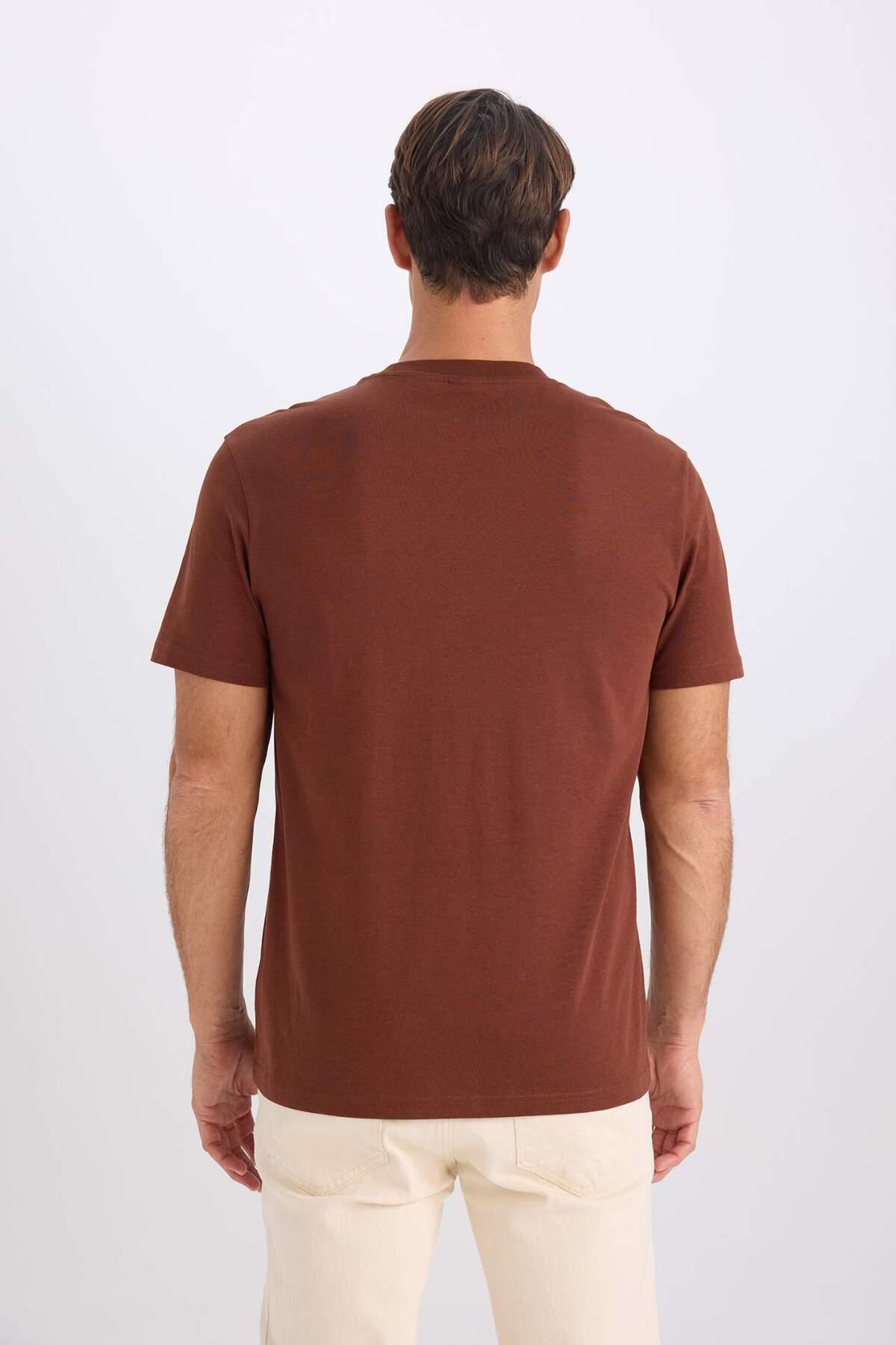 DeFacto Erkek T-Shirt V7699AZ - Kahverengi