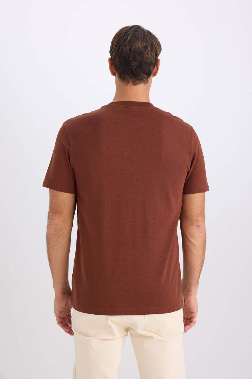 DeFacto V7699AZ Erkek T-Shirt - Kahverengi