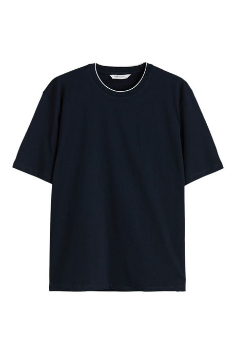 Sporline LC Waikiki koyu lacivert renkli, %100 pamuklu, bisiklet yaka, kısa kollu erkek regular kesim t-shirt