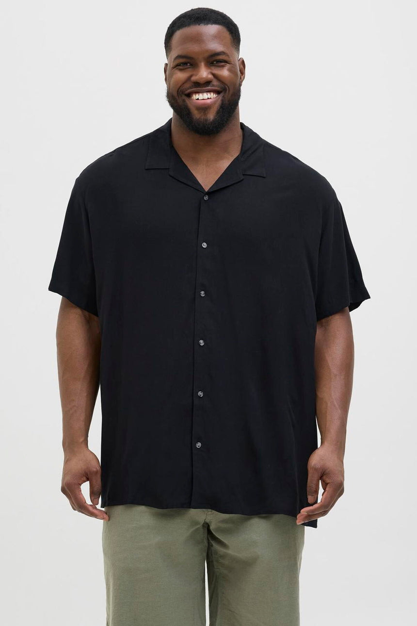 JACK&JONES JJEJEFF SOLID RESORT SHIRT S/S SN PLS 12269094 - Siyah