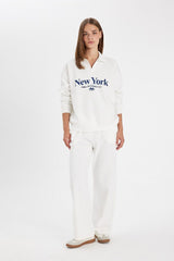 Defacto Kadın Sweat Shirt D5295AX - Ekru