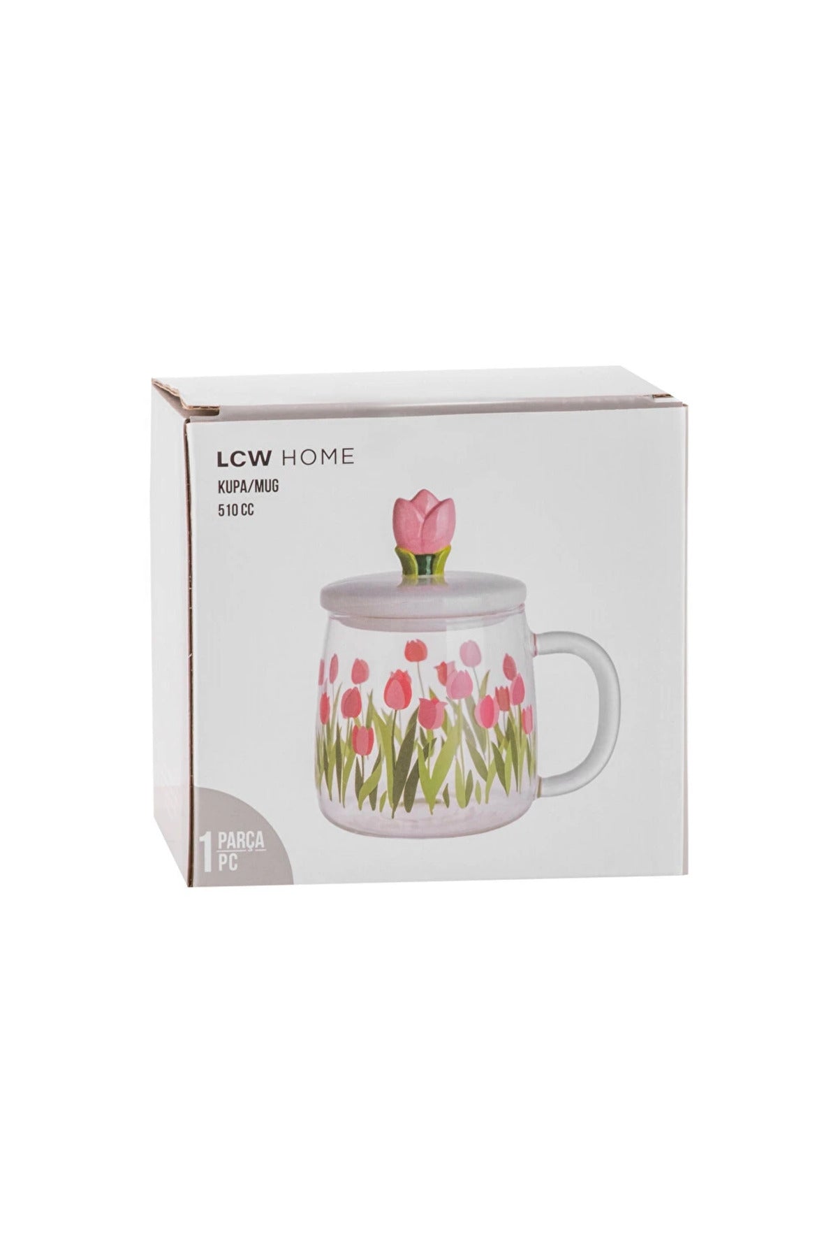 LC Waikiki Home Çiçek Desenli Cam Kupa S6I382B8 - Şeffaf