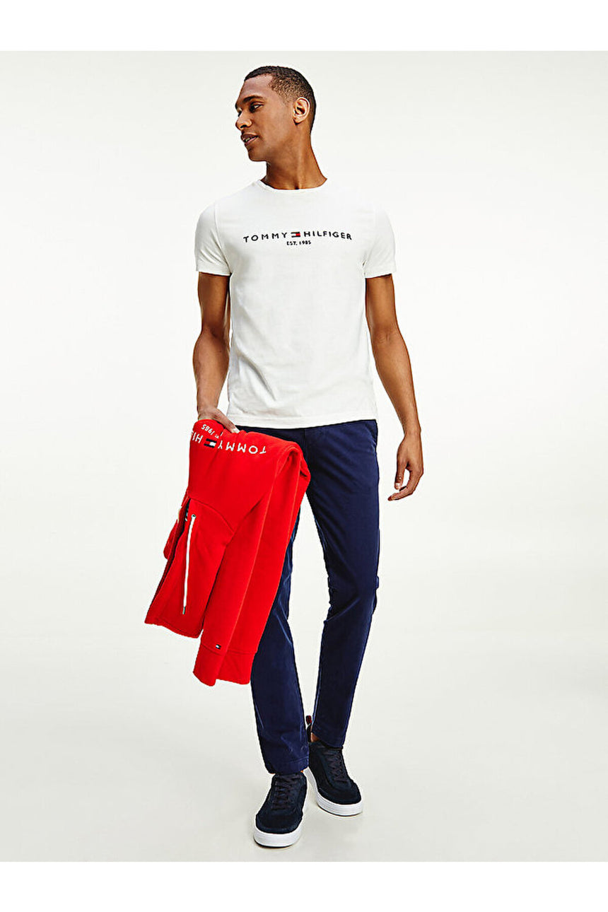 Tommy Hilfiger ERKEK CORE TOMMY LOGO TEE MW0MW11465 - Beyaz