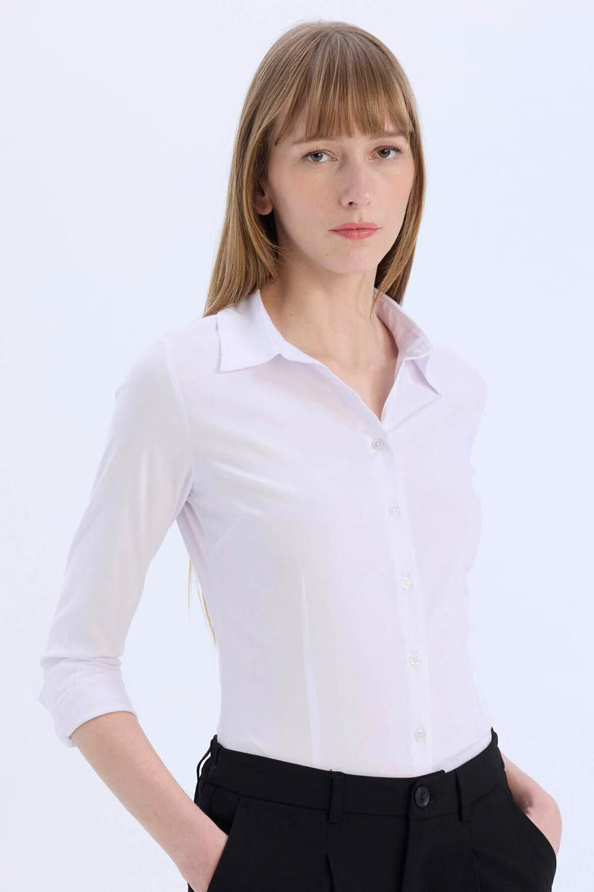 Defacto Kadın Woven Top I5278AZ - Mor/ Beyaz