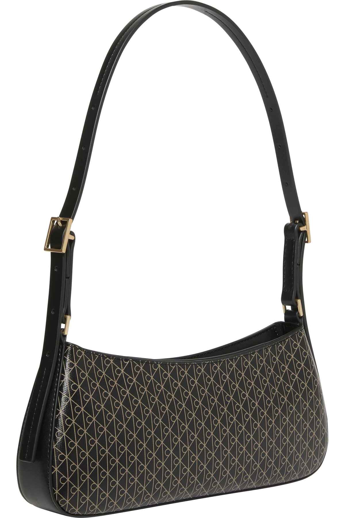 Calvin Klein Emblem AOP Small Shoulder Bag Kadın Omuz Çantası LV04F3324G - Siyah