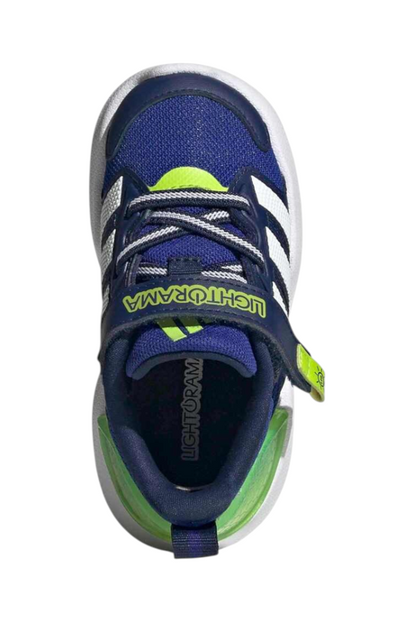 Sporline adidas Lightorama RNR EL I çocuk sneaker, mavi, beyaz ve fosforlu yeşil renkli, suni deri detaylı spor ayakkabı