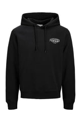 JACK&JONES JJMAKOTO SWEAT HOOD 12278606 - Siyah