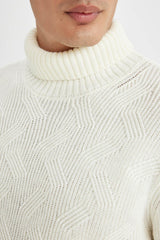 Defacto Erkek Pullover A9517Ax - Kırık Beyaz