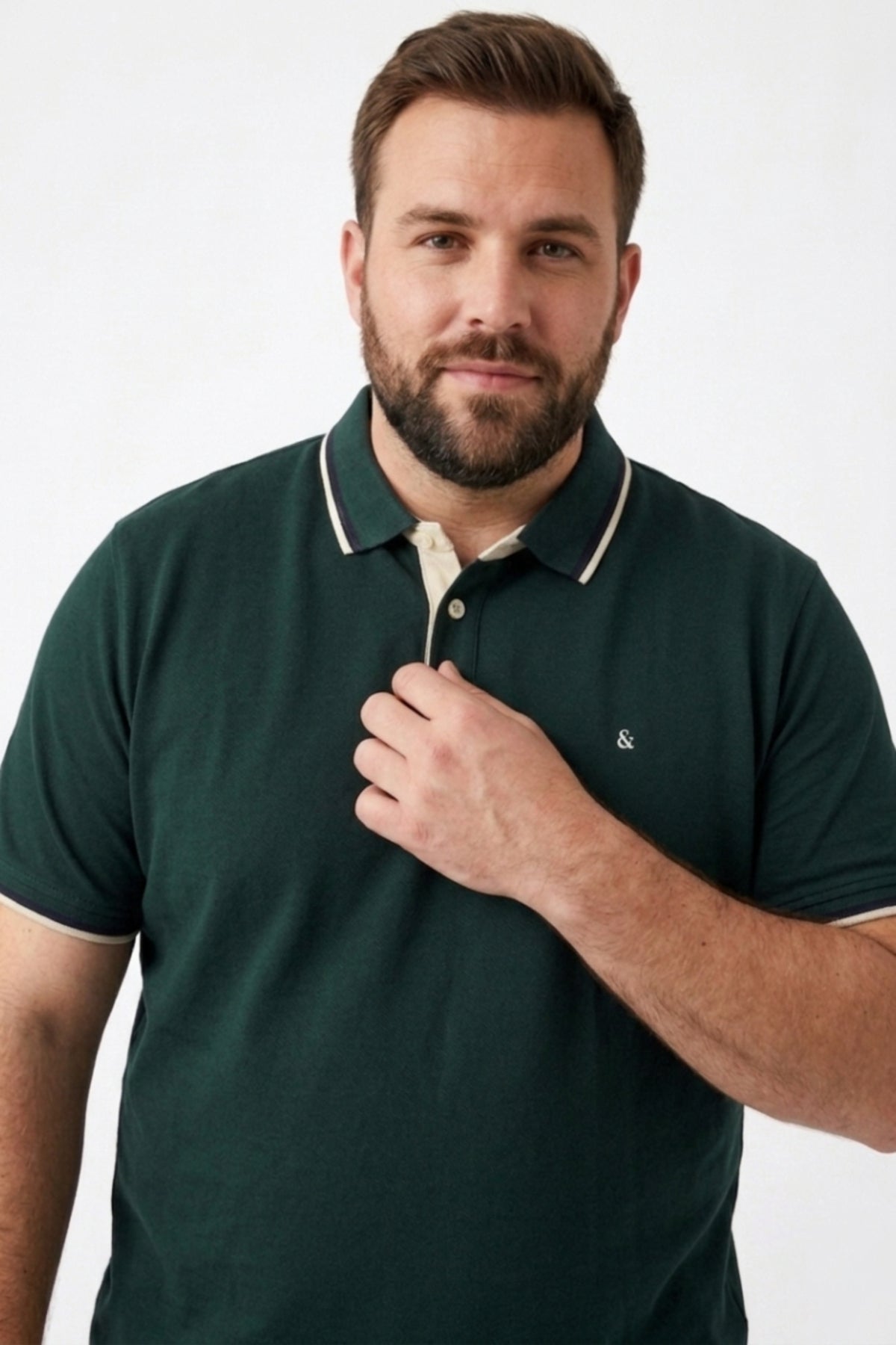 Jack & Jones Plus Paulos Erkek Büyük Beden Polo Yaka T-Shirt 12143859 - Koyu Yeşil